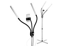 Lampe LED sur pied GEMINI deux bras et support smartphone DAYLIGHT